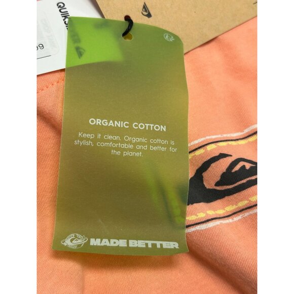 QUIKSILVER Crop Tank Top Sz L Bundle of 2 Lime Green Peach Orange Graphic Cotton - Picture 14 of 16